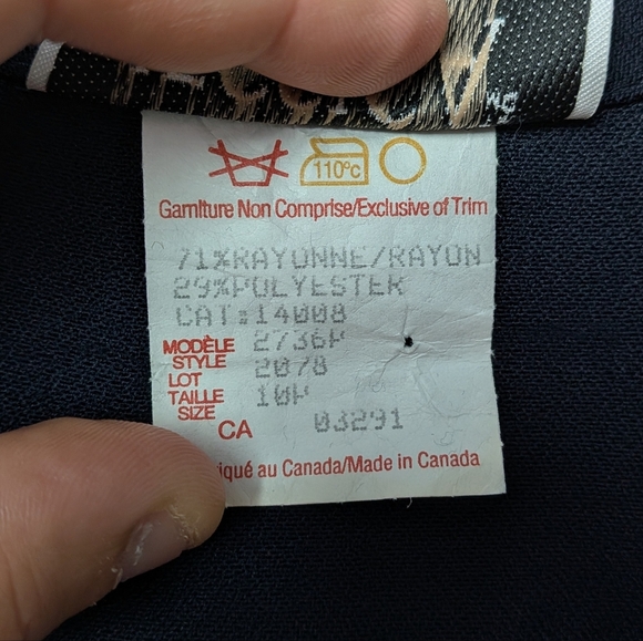 VINTAGE Jessica Women Dress Size 10 Petite Made In Canada Floral Navy Blue White - Picture 8 of 12